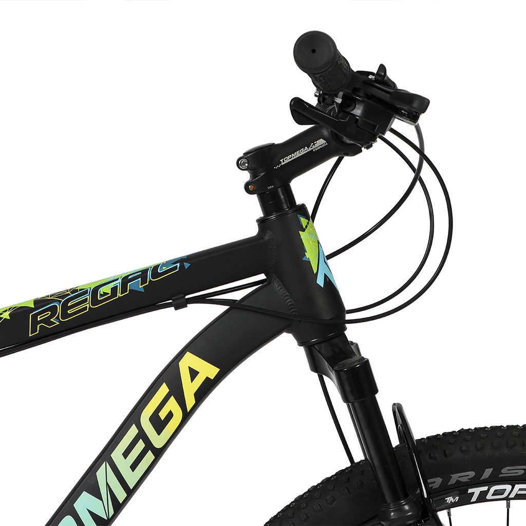 BICICLETA MTB REGAL ALUMINIO R29 21V NEGRO VERD/CEL/AMA L