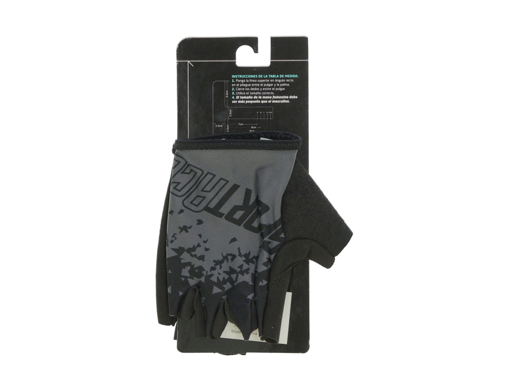 GUANTES CICLISMO MTB CORTOS SPORTACE NEGRO/GRIS TALLE L