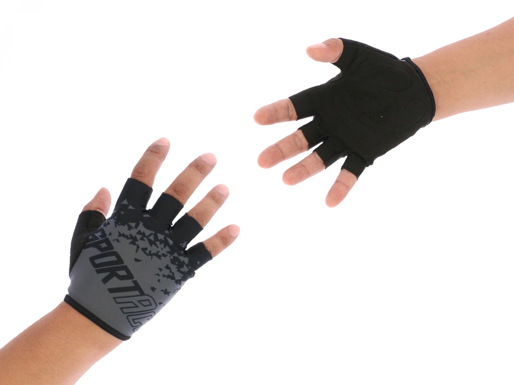 GUANTES CICLISMO MTB CORTOS SPORTACE NEGRO/GRIS TALLE L