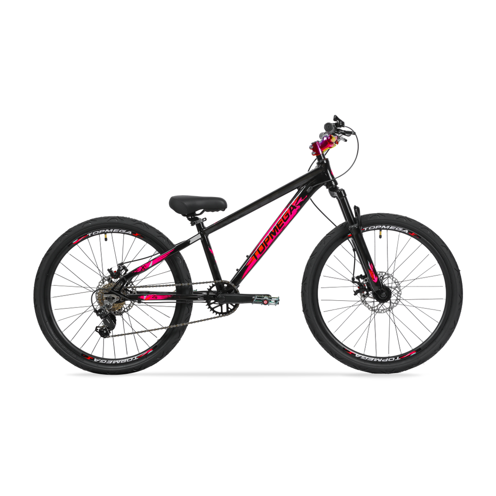 BICICLETA MTB TOPMEGA WHIPER ALUMINIO R24" 7VEL NEGRO/FUCSIA