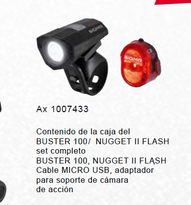 LUZ DELANTERA BUSTER 100 + TRASERA NUGGET II SIGMA
