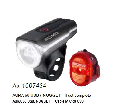 LUZ DELANTERA AURA 60 + TRASERA NUGGET II SIGMA