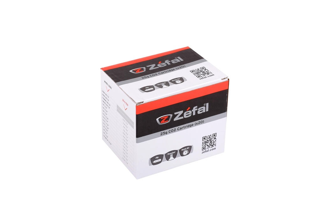 CARTUCHO ZEFAL C02 25GR 29X2.25 CAJA X 20