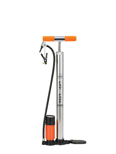 INFLADOR DE PIE C/TANQUE Y MANOMETRO 38X500MM CROMADO