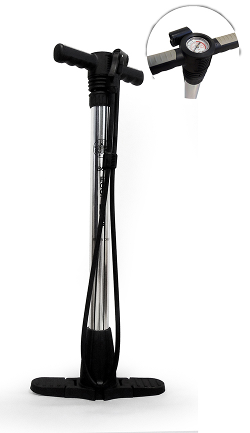 INFLADOR DE PIE ALUMINIO REFORZADO 38X560MM C/MANOMETRO ALTA PR