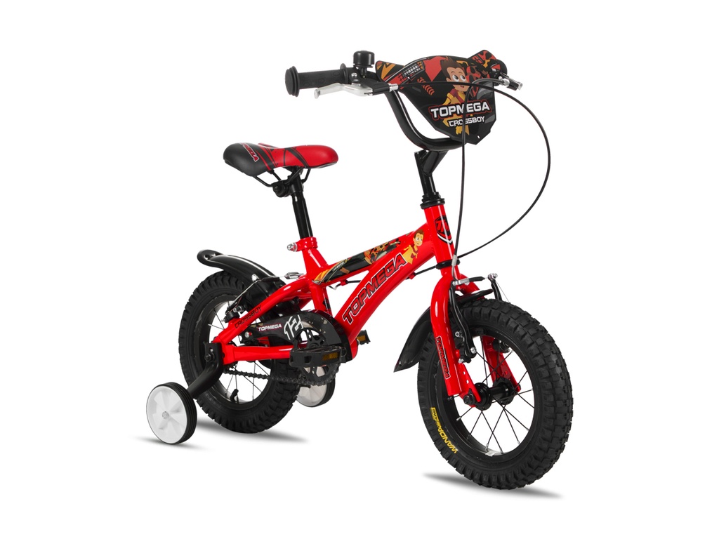 BICICLETA INFANTIL TOPMEGA CROSSBOY VARON ACERO R12" 1VEL ROJO