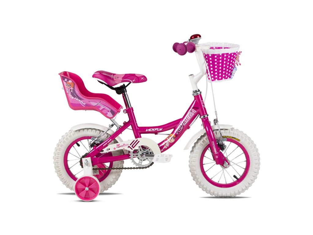 BICICLETA INFANTIL TOPMEGA VICKFLY NENA ACERO R12" 1VEL ROSADO