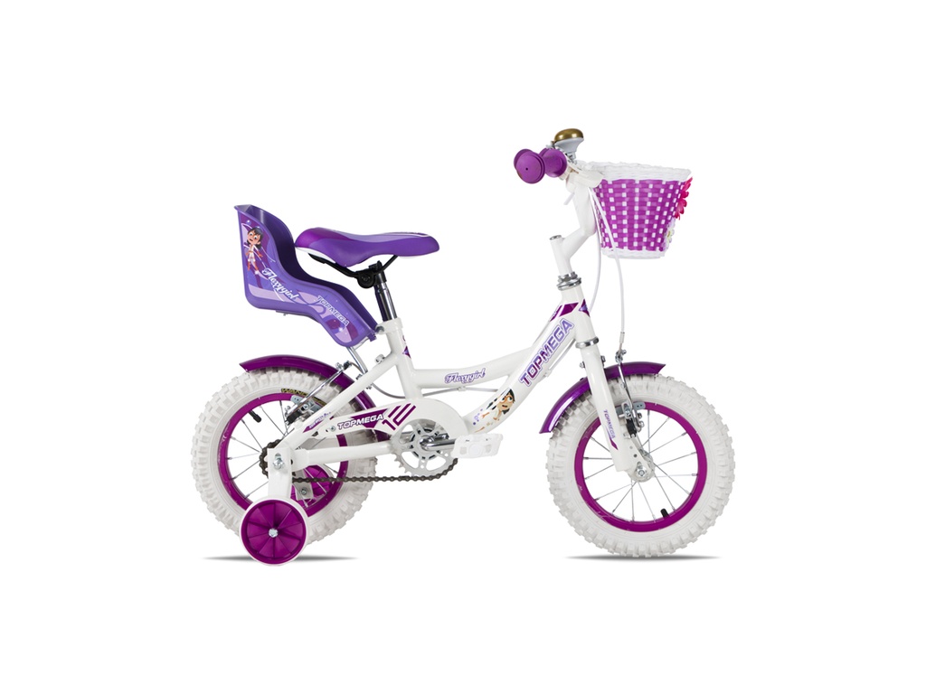 BICICLETA INFANTIL TOPMEGA FLEXYGIRL NENA ACERO R12" 1VEL BLANCO/VIOLETA