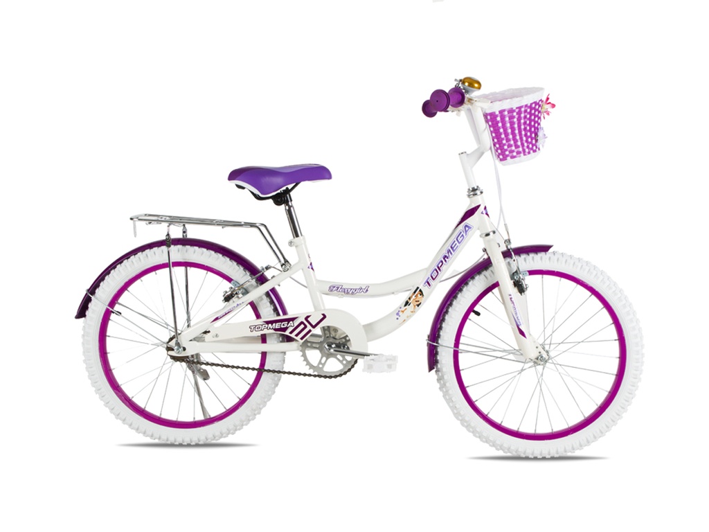 BICICLETA INFANTIL TOPMEGA FLEXYGIRL NENA ACERO R20" 1VEL BLANCO/VIOLETA