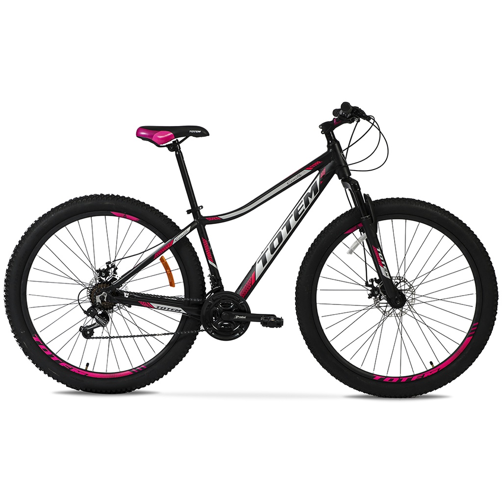 BICICLETA MTB TOTEM ALUMINIO R29" 21VEL SHIMANO TOURNEY NEGRO/ROSA TALLE L