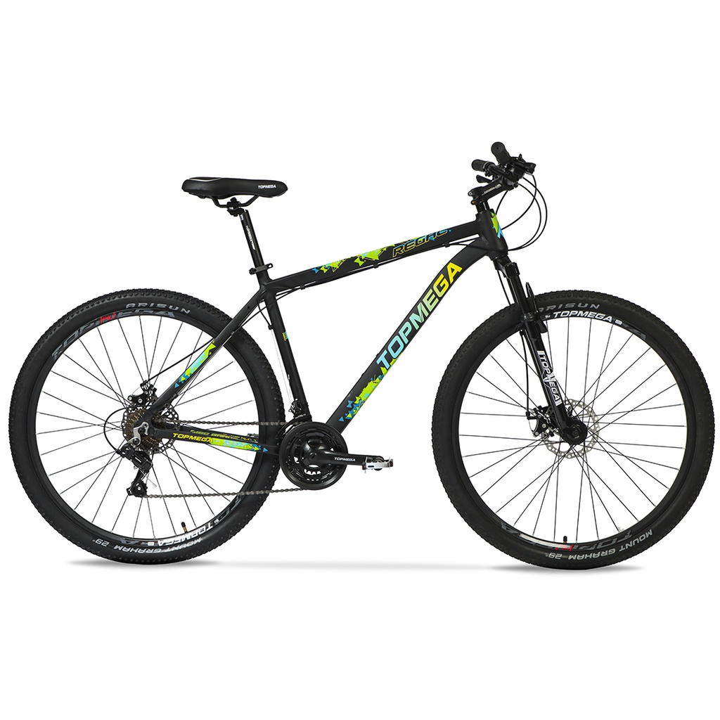 BICICLETA MTB TOPMEGA REGAL ALUMINIO R29" 21VEL SHIMANO TOURNEY NEGRO/VERDE/CELESTE/AMARILLO TALLE L
