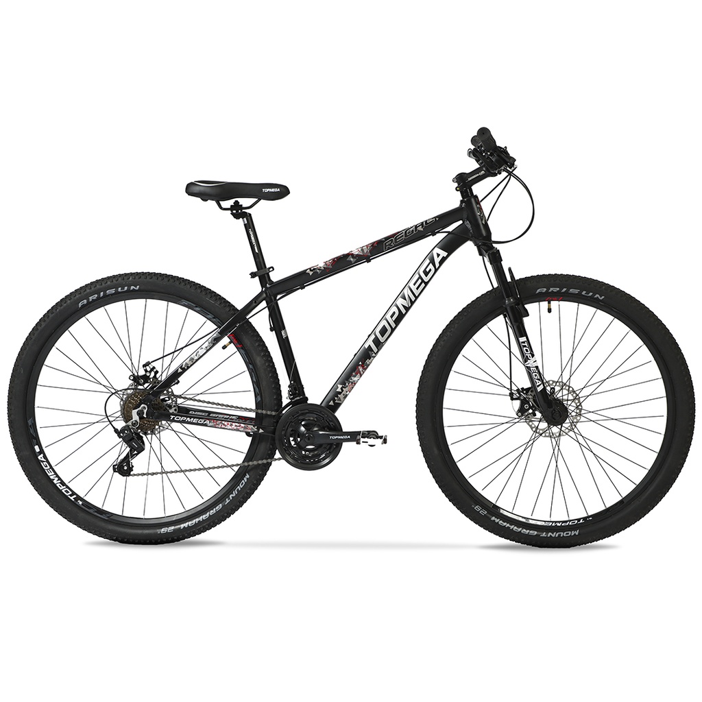 BICICLETA MTB TOPMEGA REGAL ALUMINIO R29" 21VEL SHIMANO TOURNEY NEGRO/BLANCO/GRIS TALLE L