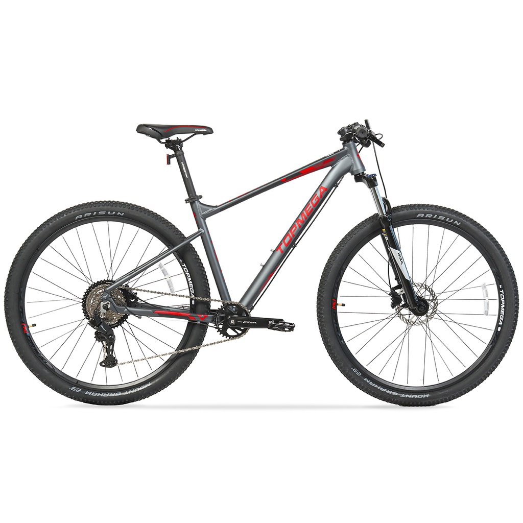 BICICLETA MTB TOPMEGA MAGMA ALUMINIO R29" SHIMANO ESSA F/HIDRAULICO 8VEL GRIS/ROJO TALLE M