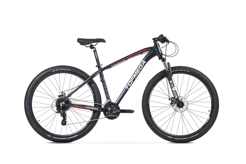 BICICLETA MTB TOPMEGA THOR ALUMINIO R29" 24VEL SHIMANO TOURNEY NEGRO/BLANCO/NARANJA TALLE L