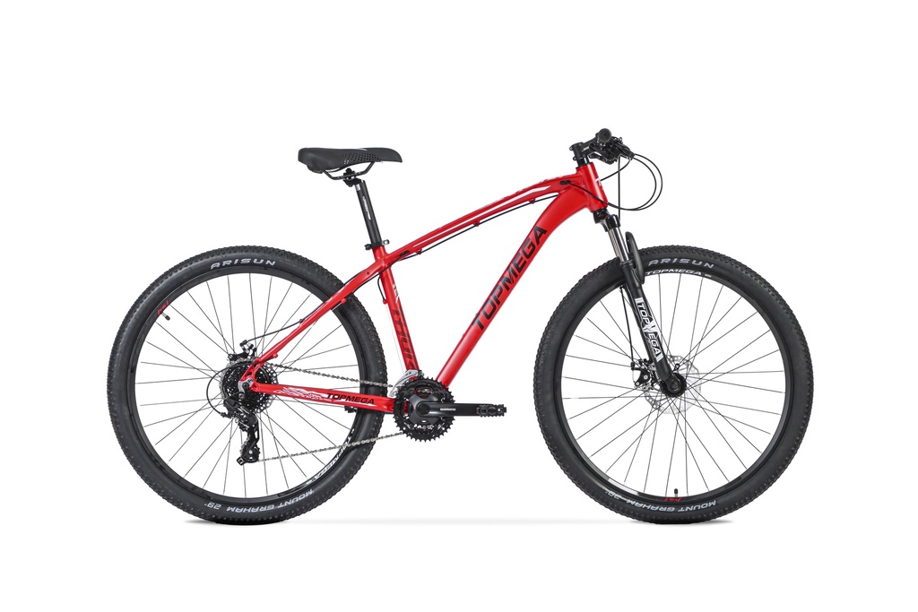 BICICLETA MTB TOPMEGA THOR ALUMINIO R29" 24VEL SHIMANO TOURNEY ROJO/NEG/BLANCO TALLE S