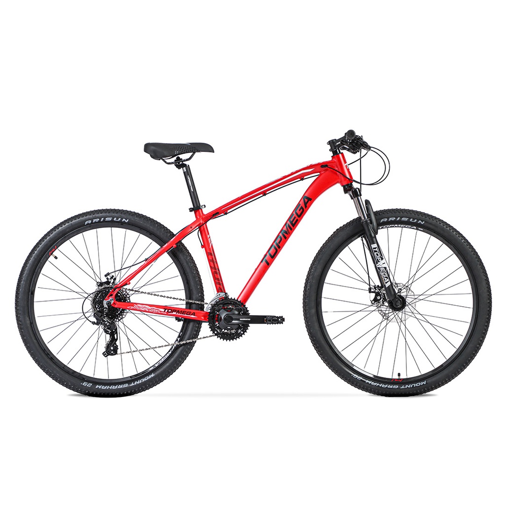 BICICLETA MTB TOPMEGA THOR ALUMINIO R29" 24VEL SHIMANO TOURNEY ROJO/NEG/BLANCO TALLE M