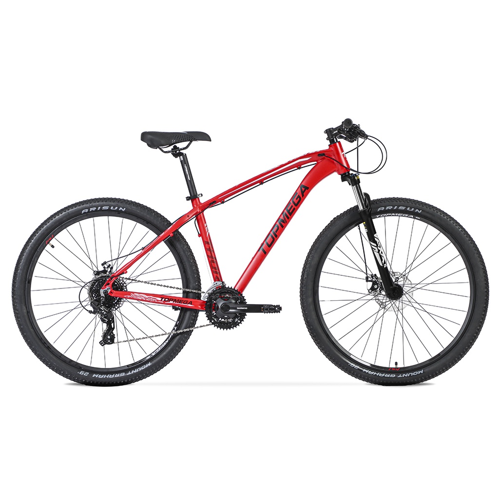 BICICLETA MTB TOPMEGA THOR ALUMINIO R29" 24VEL SHIMANO TOURNEY ROJO/NEG/BLANCO TALLE L