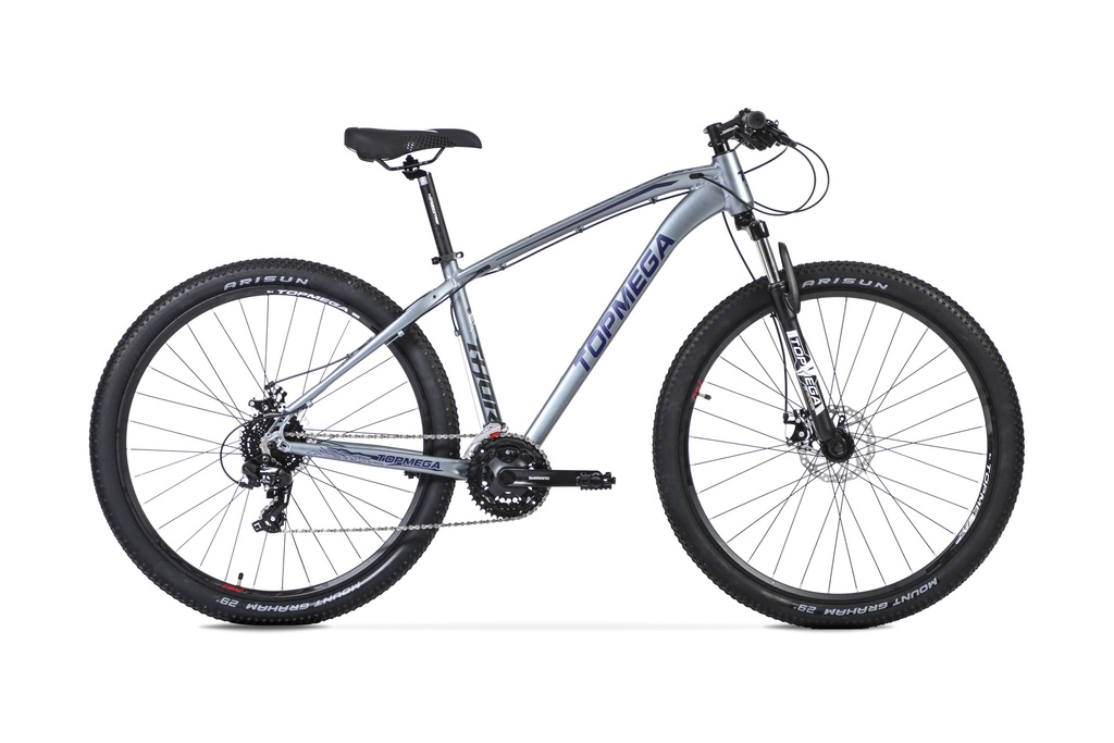 BICICLETA MTB TOPMEGA THOR ALUMINIO R29" 24VEL SHIMANO TOURNEY GRIS/VIOLETA/NEGRO TALLE L