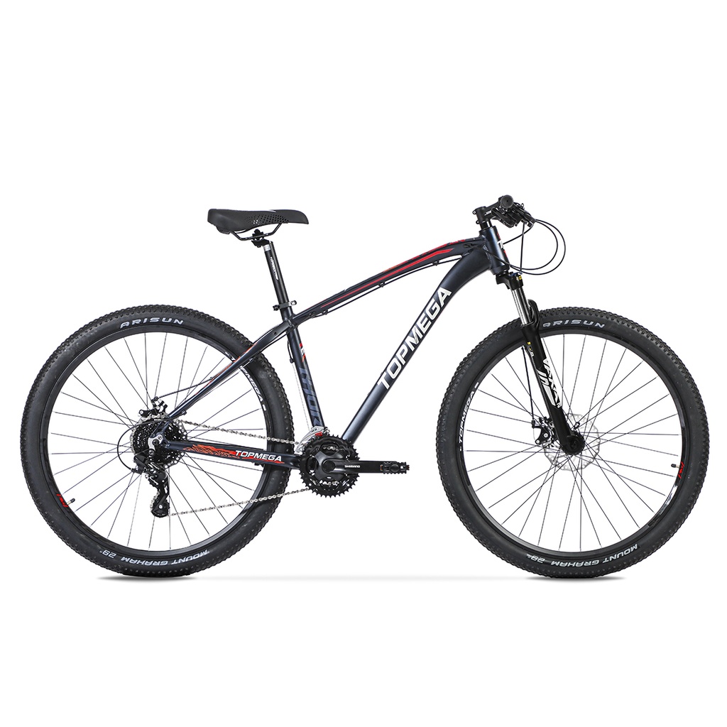 BICICLETA MTB TOPMEGA THOR ALUMINIO R29" 24VEL SHIMANO TOURNEY NEGRO/BLANCO/NARANJA TALLE XL