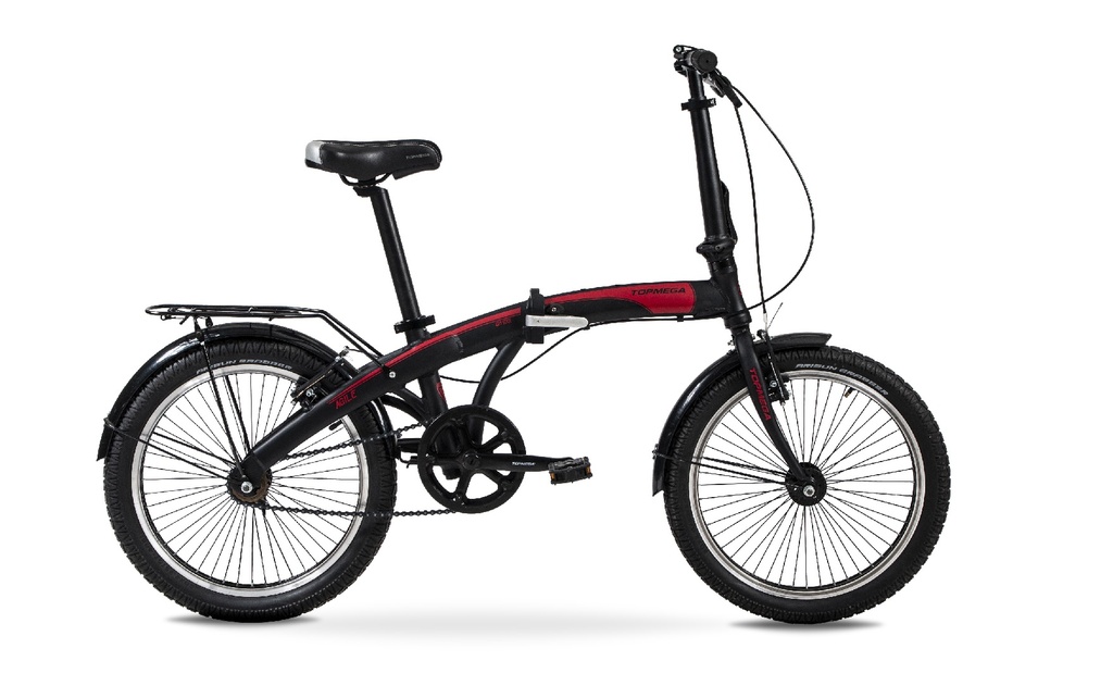 BICICLETA FOLDING TOPMEGA AGILE CITY ALUMINIO R20" 1VEL NEGRO/ROJO