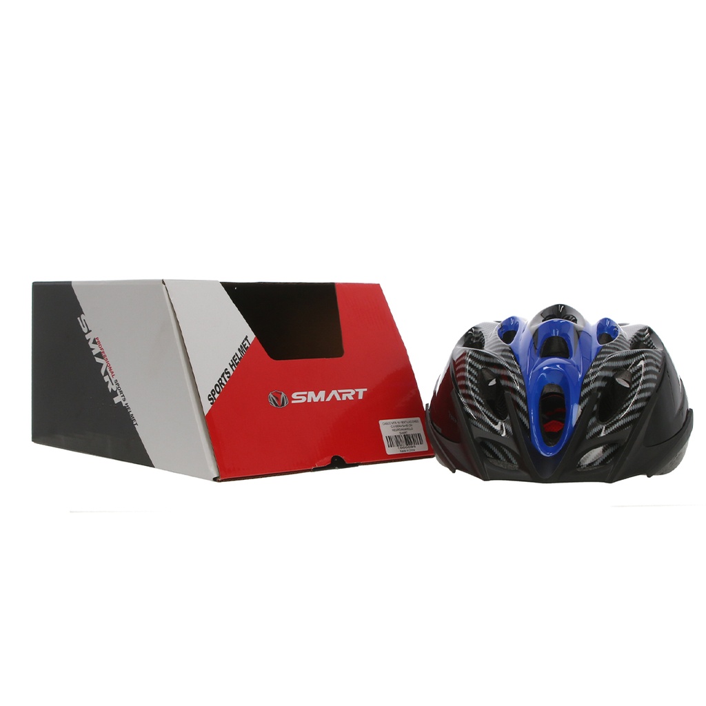 CASCO MTB SMART 18 VENTILACIONES C/VISERA 54-60 CM NEGRO/AZUL
