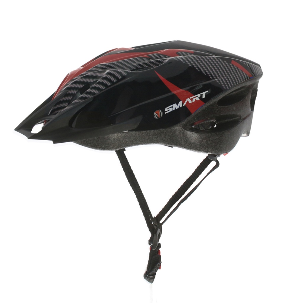 CASCO MTB SMART 18 VENTILACIONES C/VISERA 54-60CM NEGRO/ROJO