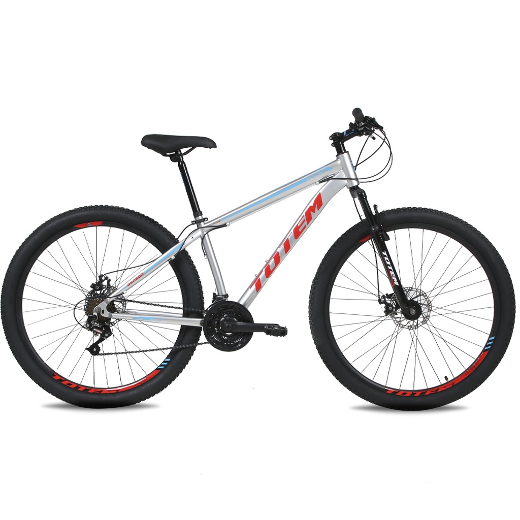 BICICLETA MTB TOTEM ACERO R29" 21VEL SUNRUN GRIS/ROJO TALLE M