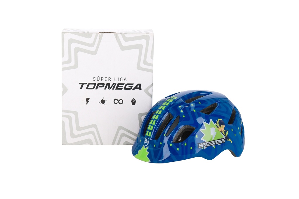 CASCO INFANTIL TOPMEGA CON REGULADOR SPEEDMIKE AZUL TALLE XS (46-51CM)