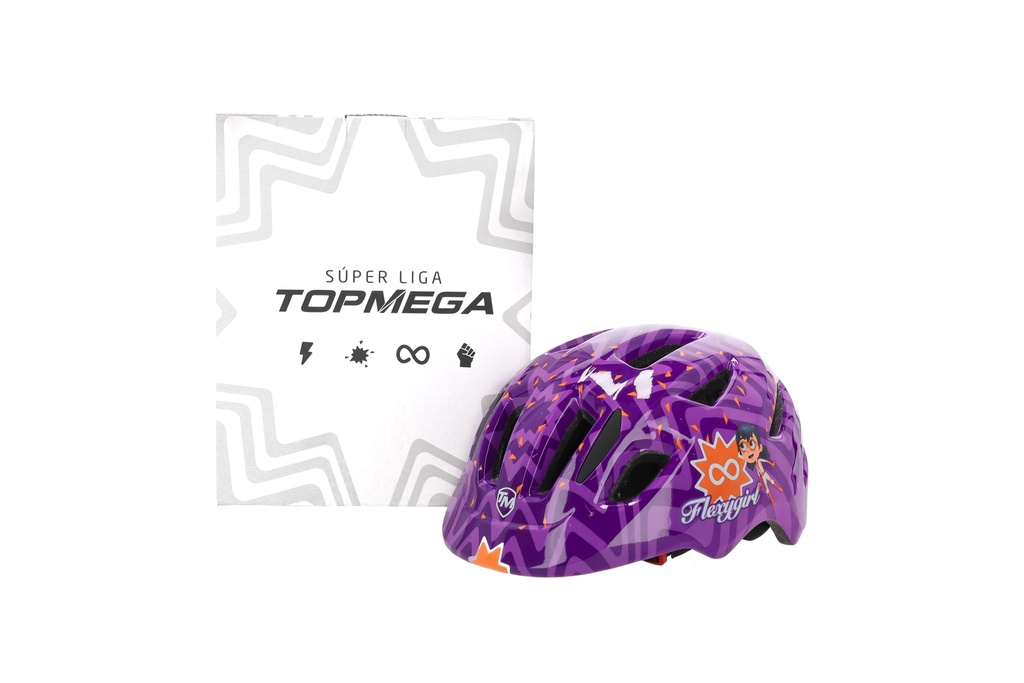 CASCO INFANTIL TOPMEGA CON REGULADOR FLEXYGIRL VIOLETA TALLE XS (46-51CM)