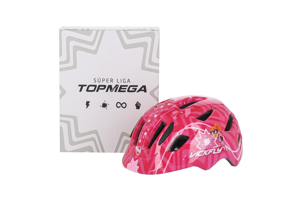 CASCO INFANTIL TOPMEGA CON REGULADOR VICKFLY FUCSIA TALLE S (52-56CM)