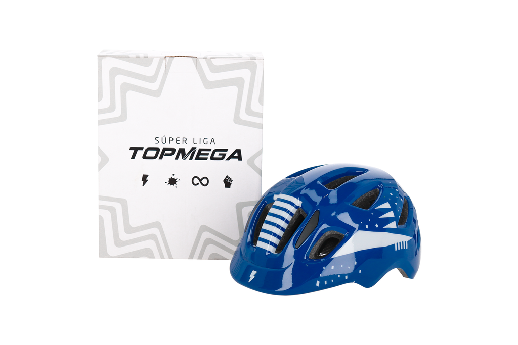 CASCO INFANTIL TOPMEGA CON REGULADOR AZUL TALLE XS (46-51CM)