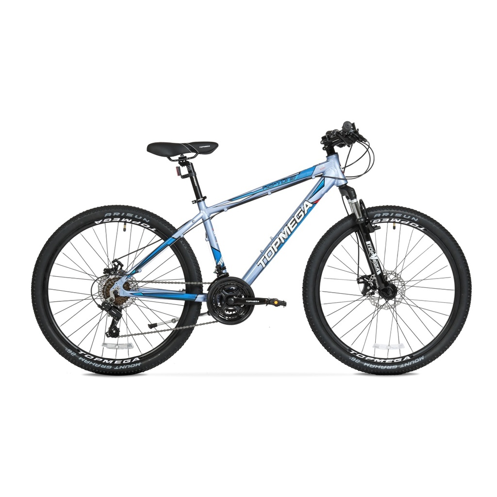 BICICLETA MTB TOPMEGA NEPTUNE ALUMINIO R26" SHIMANO TOURNEY 21VEL GRIS/AZUL/ROJO TALLE S