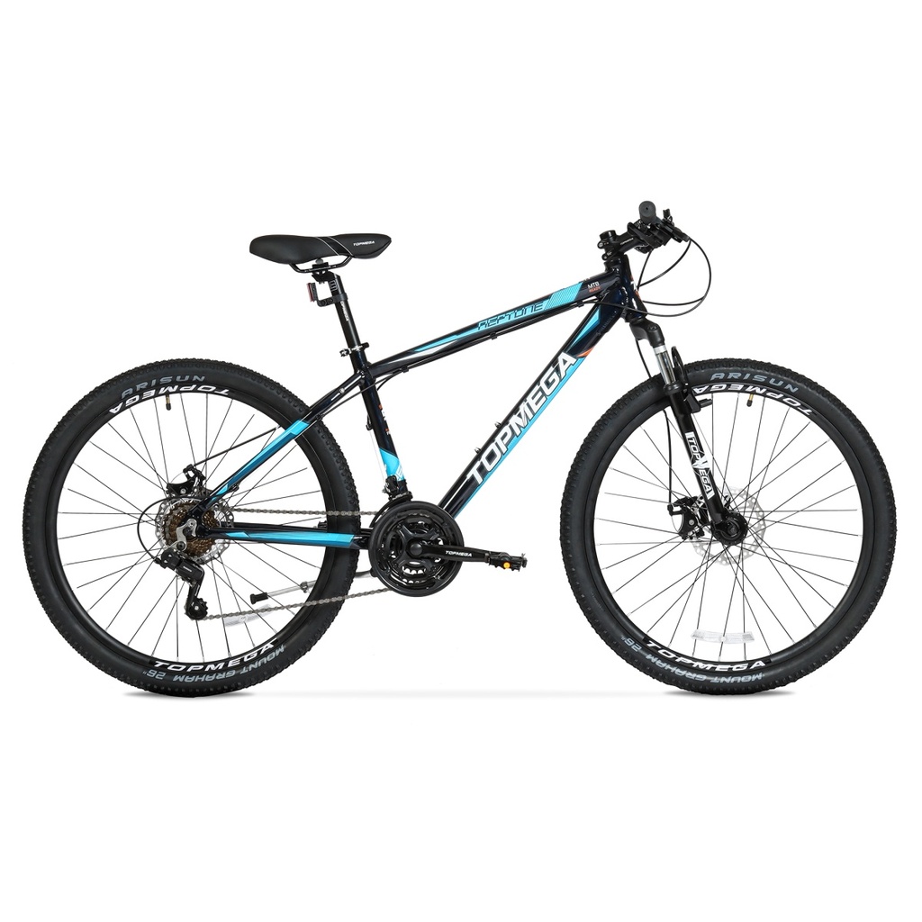 BICICLETA MTB TOPMEGA NEPTUNE ALUMINIO R26" SHIMANO TOURNEY 21VEL NEGRO/CELESTE/NARANJA TALLE S