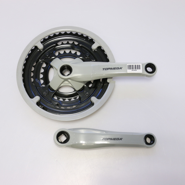 PLATO PALANCA TRIPLE MTB CUADRANTE 28-38-48TX170MM TOPMEGA COLOR GRIS CON CUBREC.