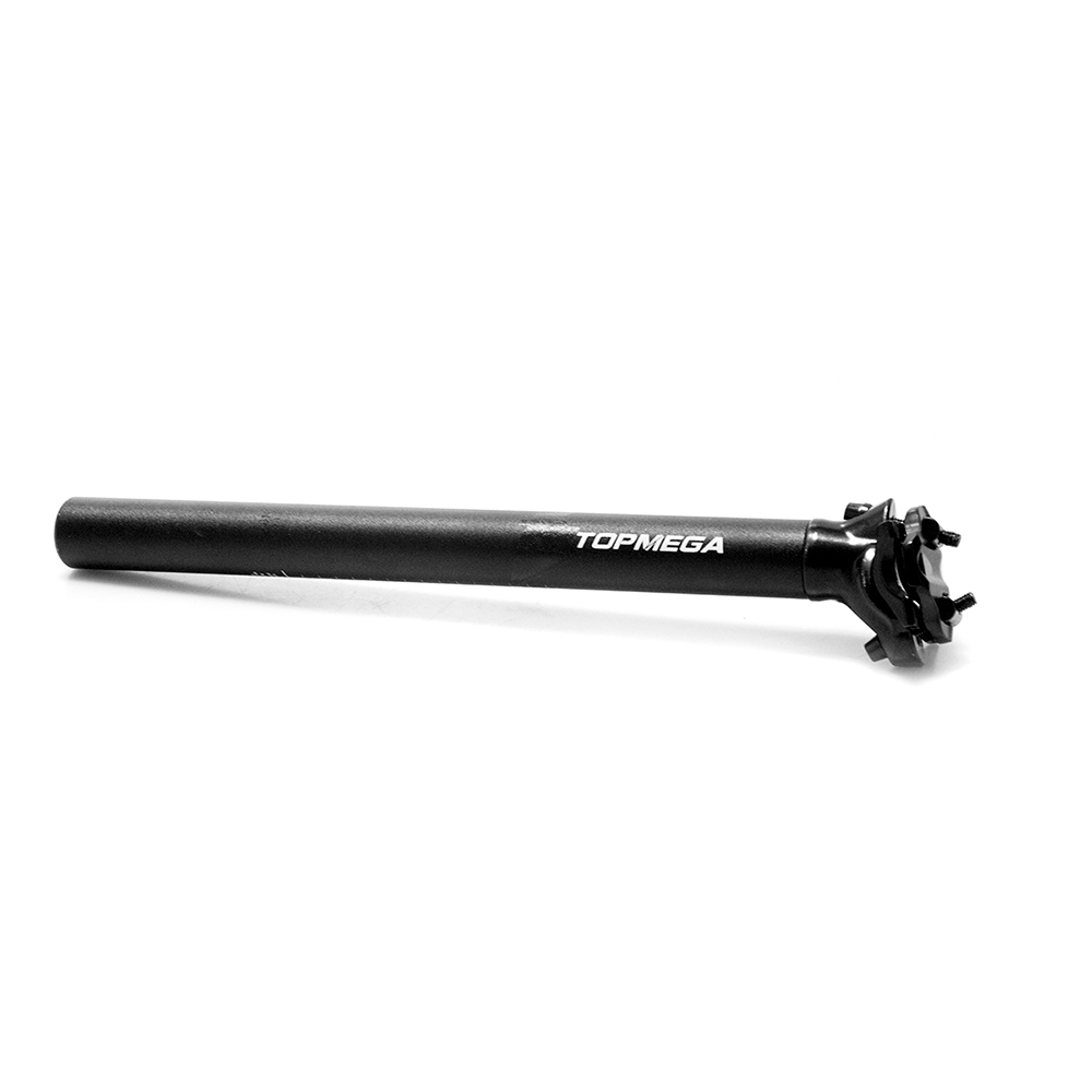 PORTASILLA TOPMEGA ALUMINIO 30.4X350MM C/GRAMPA DOBLE AJUSTE NEGRO