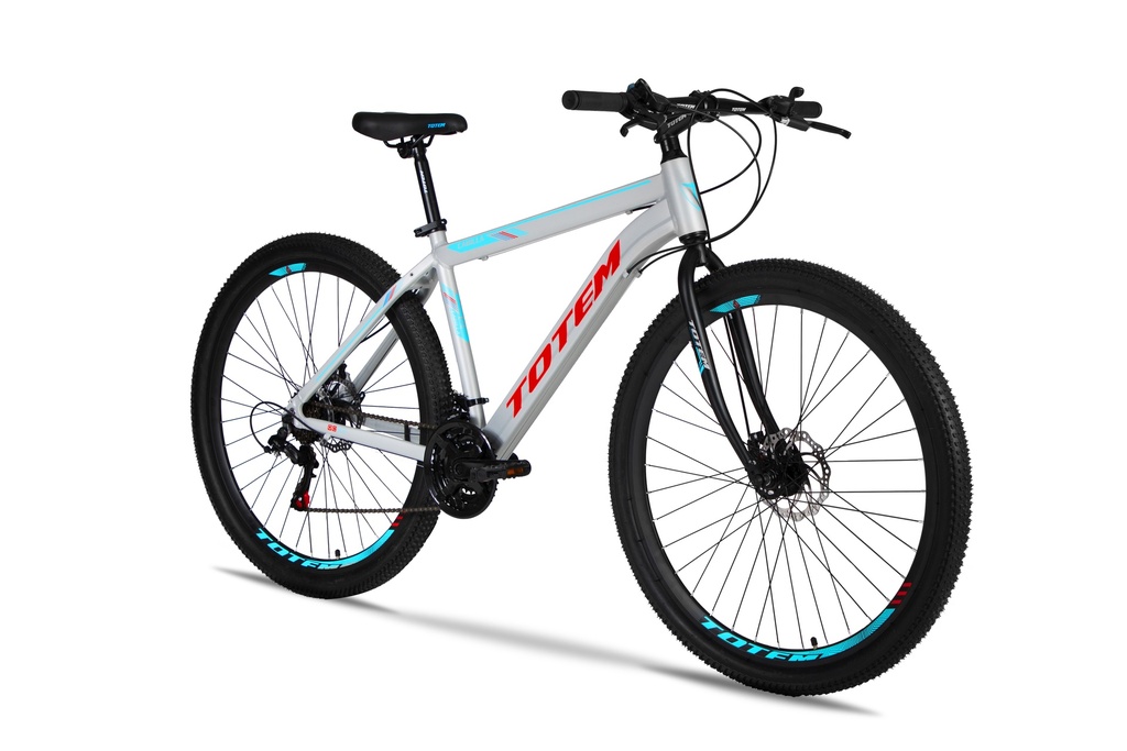 BICICLETA MTB TOTEM ACERO R29" 21VEL SUNRUN GRIS/ROJO TALLE L