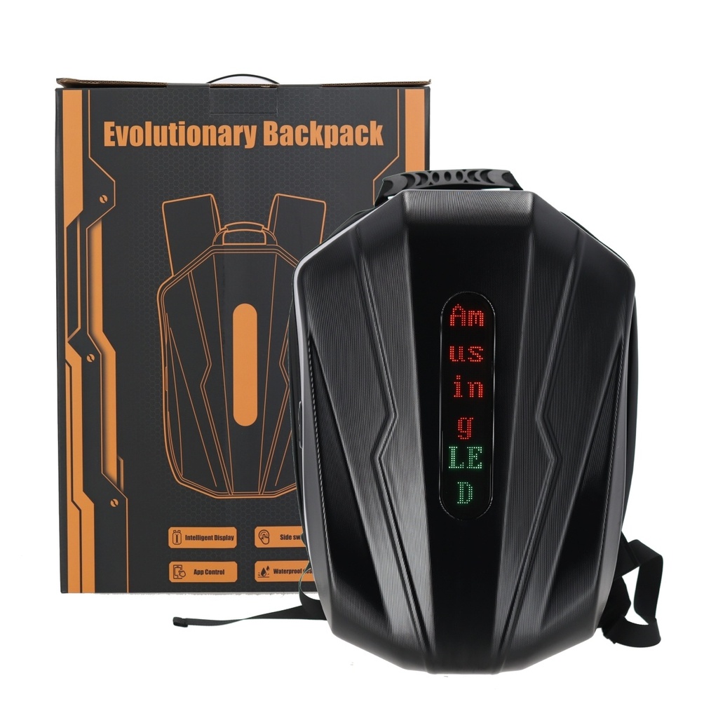 MOCHILA INTELIGENTE TOPMEGA CARCASA DURA CON PANTALLAS LED VERTICAL NEGRA