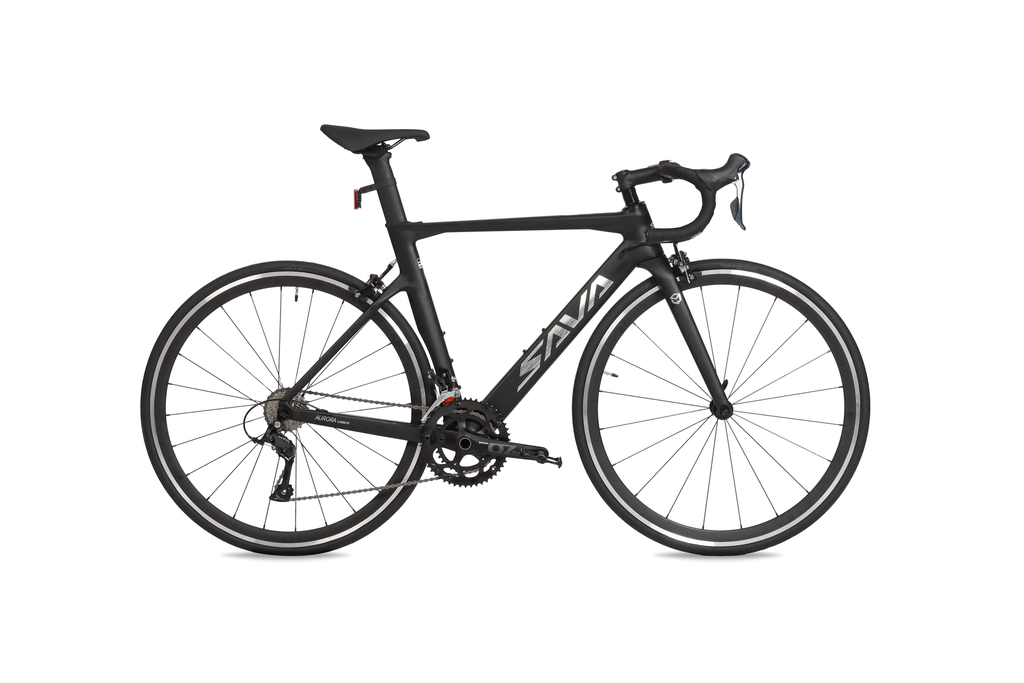 BICICLETA RUTA SAVA AURORA SR3 CARBONO R28" SHIMANO SORA 2X9 VEL NEGRO TALLE 54
