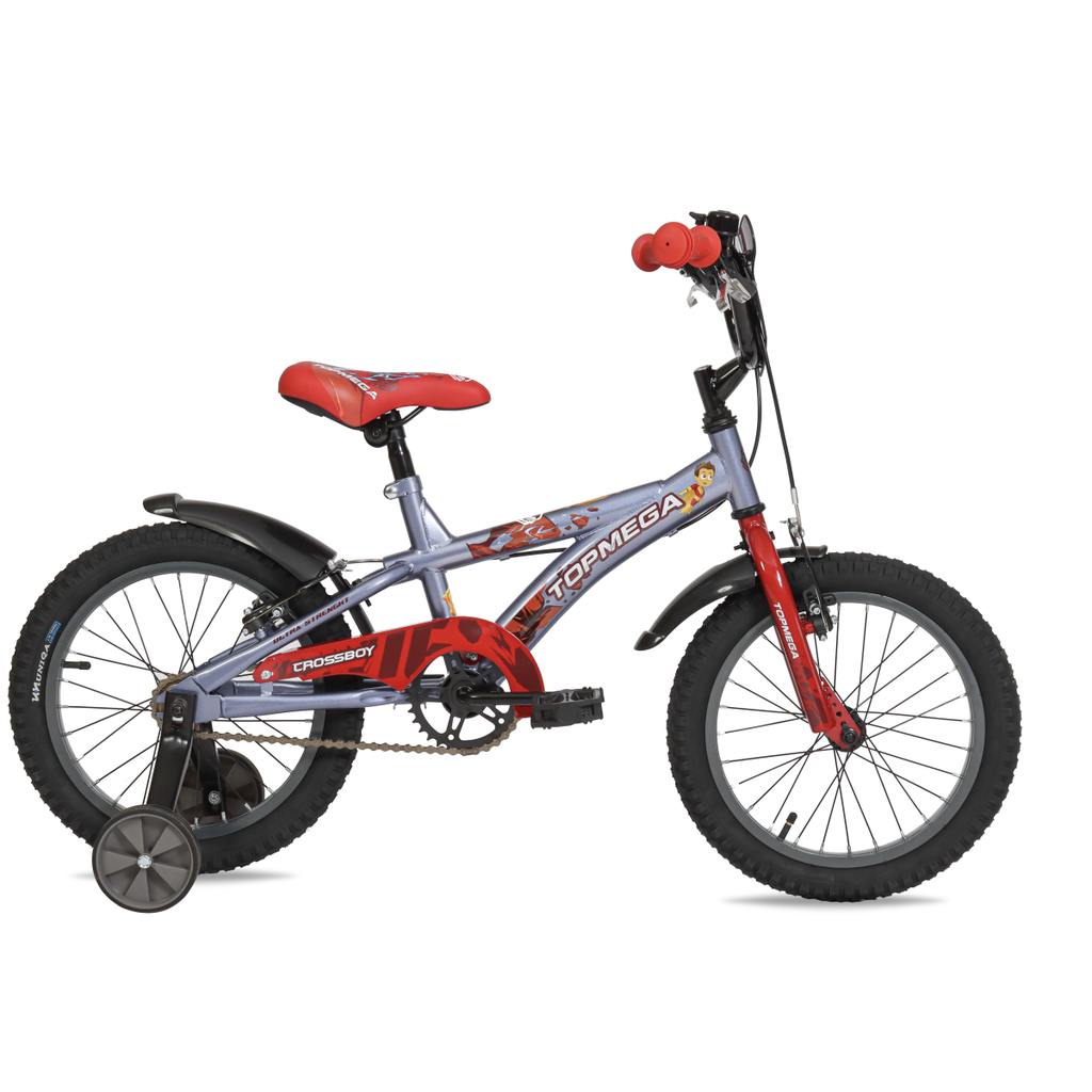 BICICLETA INFANTIL TOPMEGA CROSSBOY VARON ACERO R16" 1VEL GRIS/ROJO