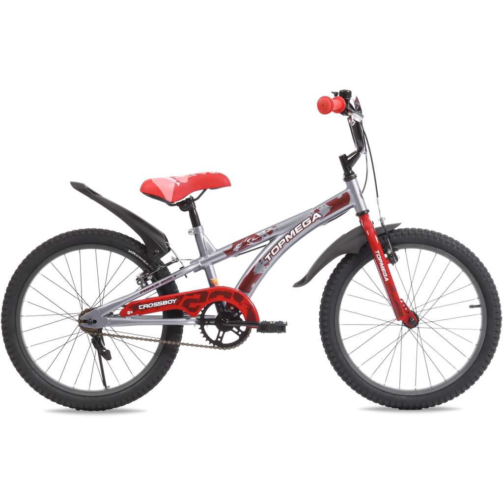 BICICLETA INFANTIL TOPMEGA CROSSBOY VARON ACERO R20" 1VEL GRIS/ROJO
