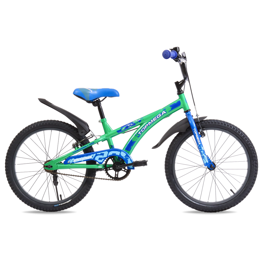 BICICLETA INFANTIL TOPMEGA SPEEDMIKE VARON ACERO R20" 1VEL VERDE/AZUL