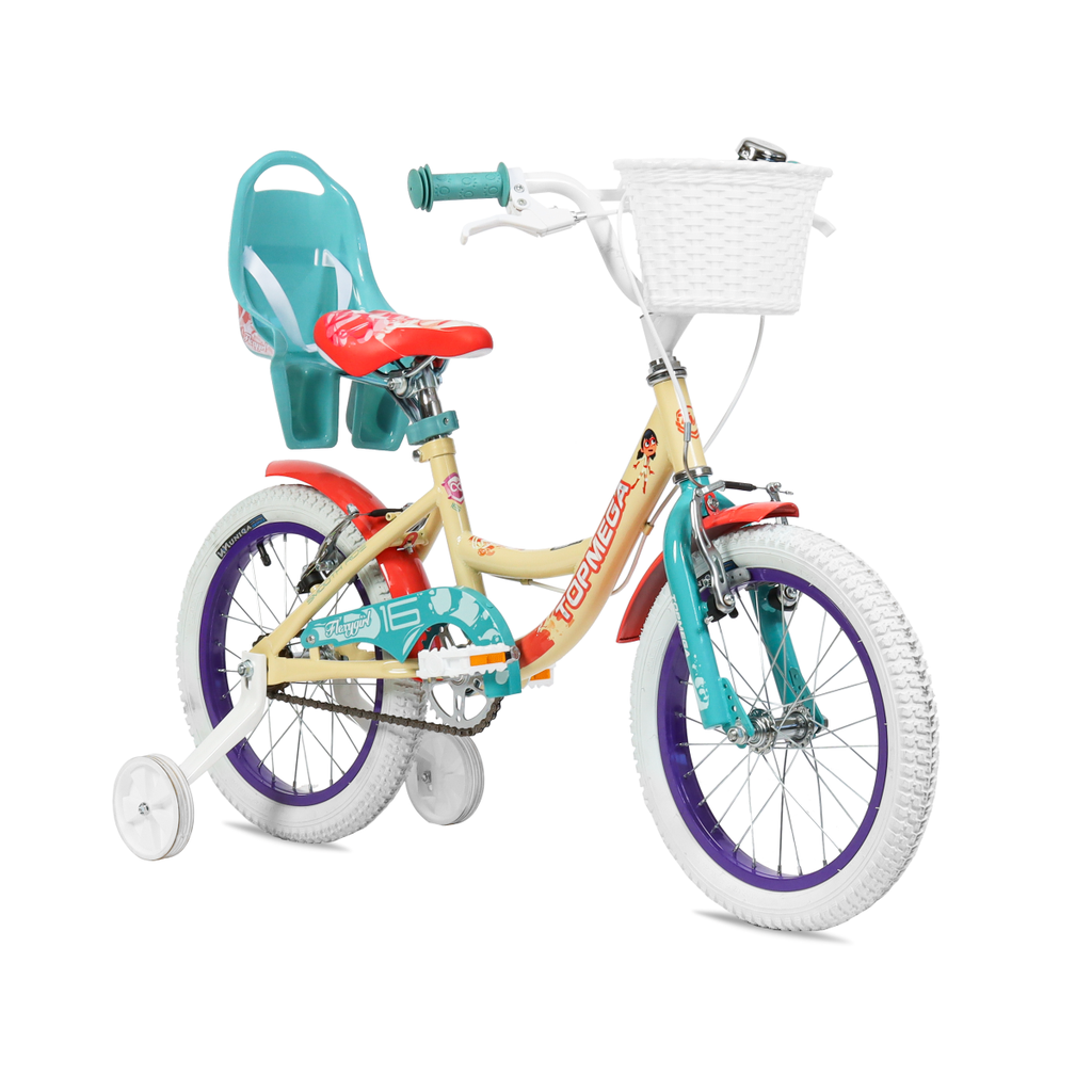 BICICLETA INFANTIL TOPMEGA FLEXYGIRL NENA ACERO R16" 1VEL ARENA/TURQUESA