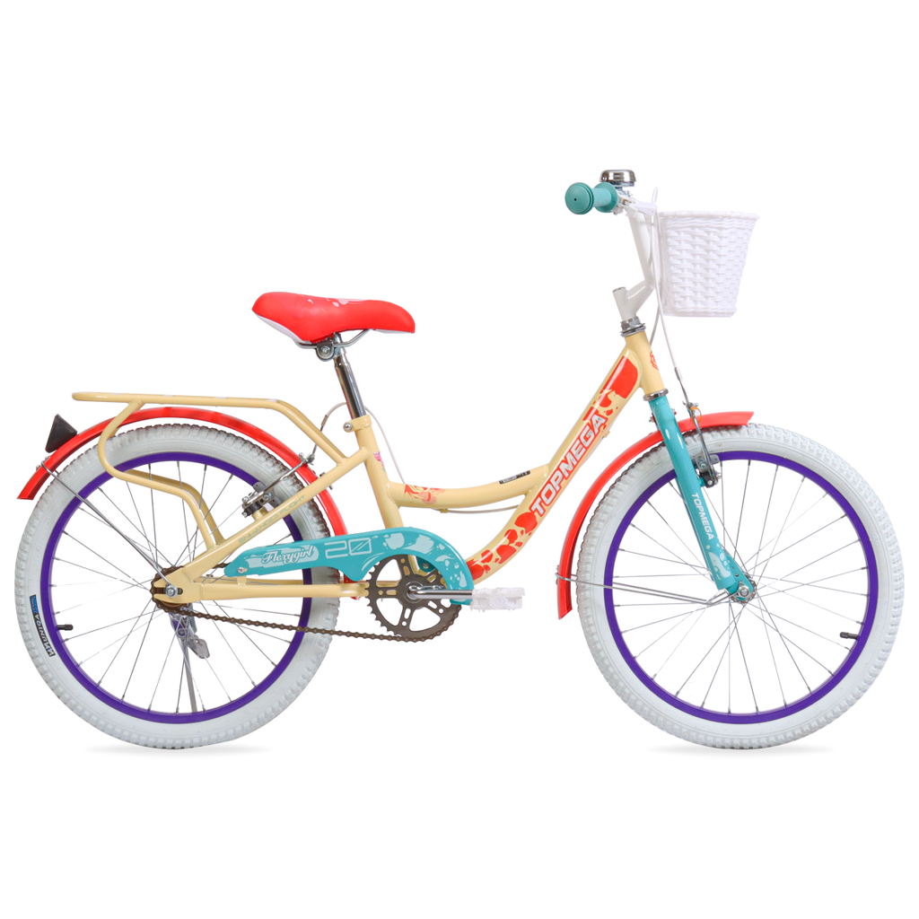BICICLETA INFANTIL TOPMEGA FLEXYGIRL NENA ACERO R20" 1VEL ARENA/TURQUESA