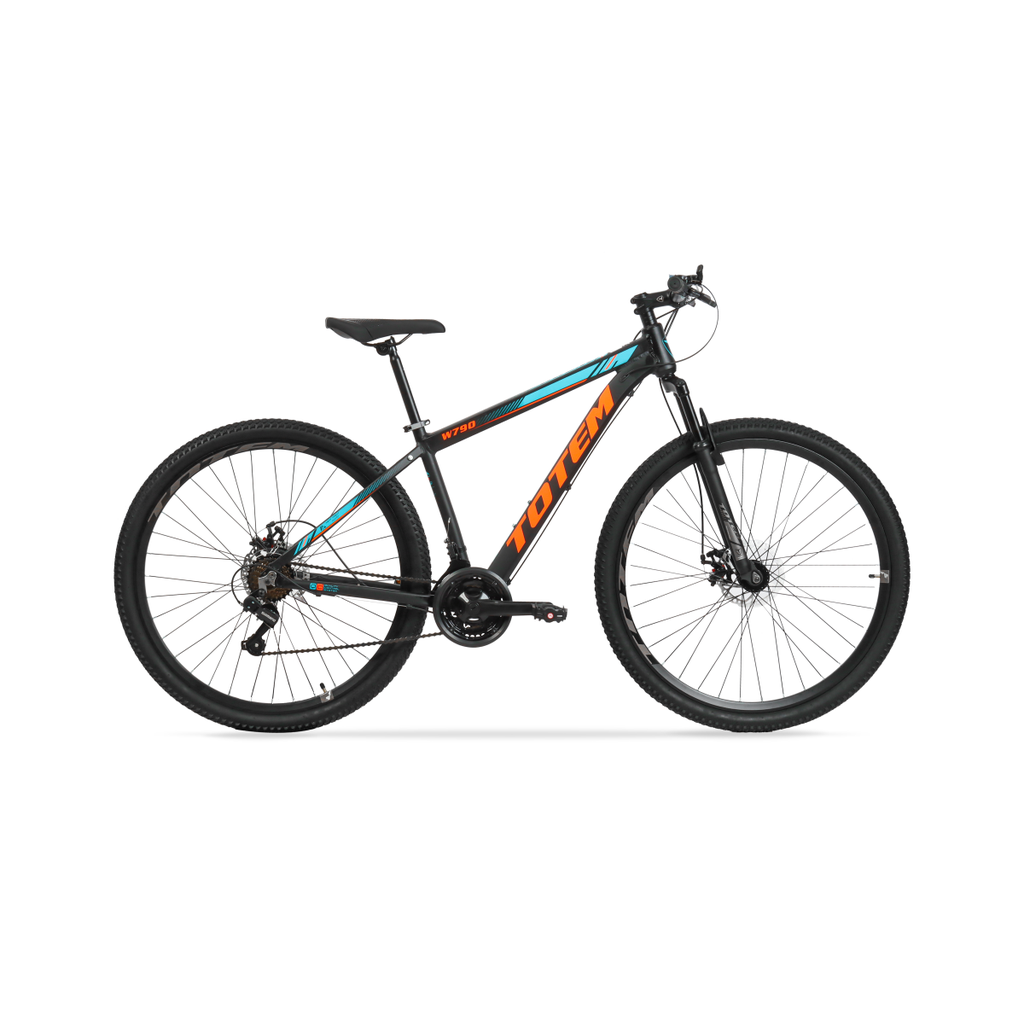 BICICLETA MTB TOTEM W790 ALUMINIO R29" 21VEL SHIMANO TOURNEY NEGRO/TURQUESA/NARANJA TALLE S