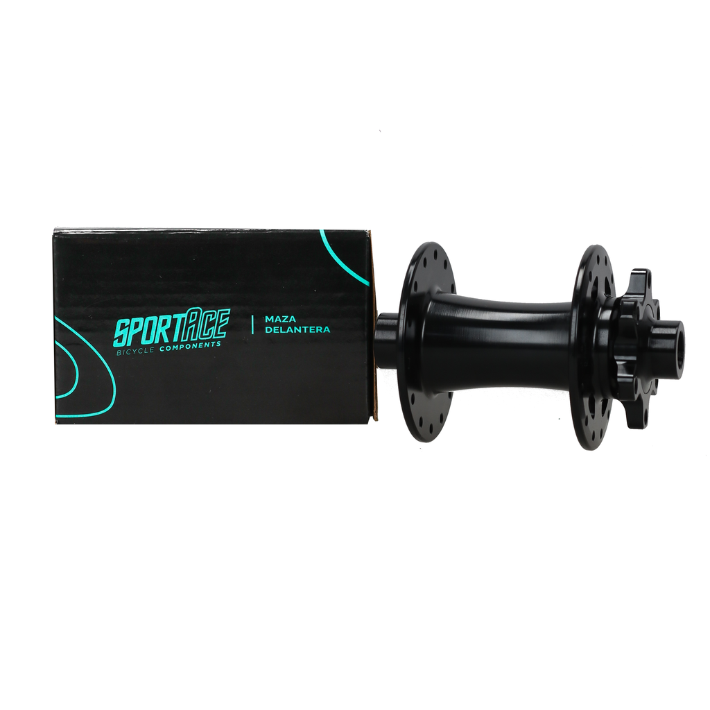 MAZA DELANTERA RUTA SPORTACE ALUMINIO 28H OLD100 EJE 12MM NEGRO